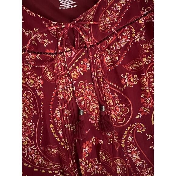 St. John’s Bay paisley print blouse tasseled size XL boho flowy - Picture 4 of 9
